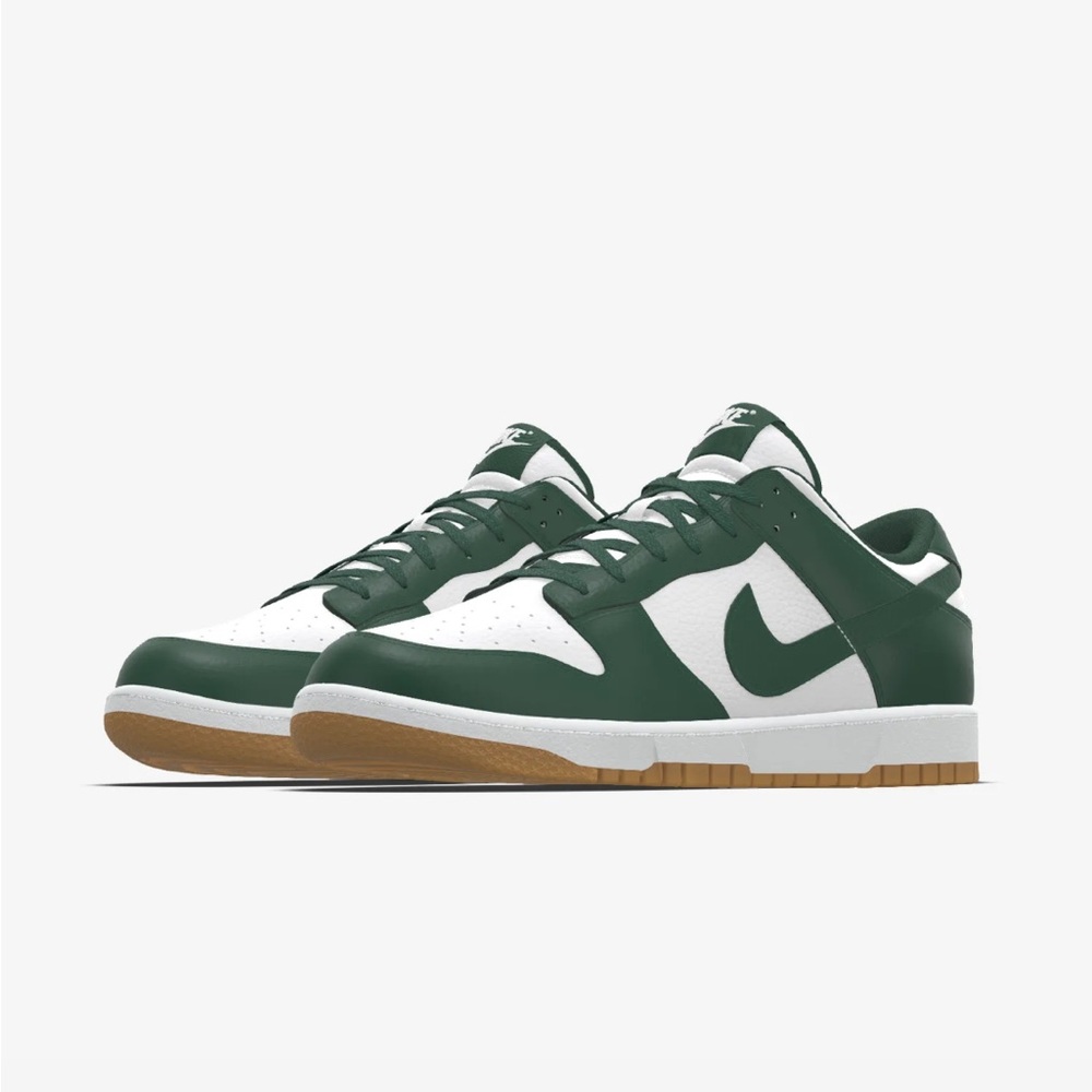 nike custom low dunks sneakers in noble green and white in women’s size 7